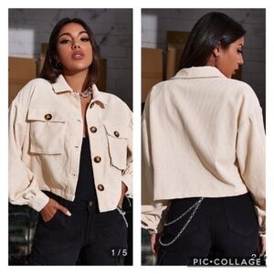 NWOT Shein Single Breasted Pocket Corduroy Jacket